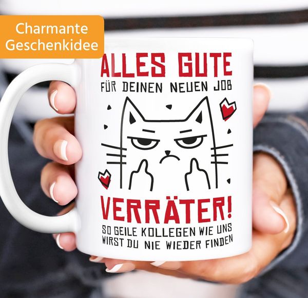 MoonWorks Tasse Kaffee-Tasse Abschied Kollegin Kollege Spruch Alles Gute Ironie, Keramik