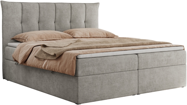 Boxspringbett, Polsterbett mit Bettkasten - PREMIUM-10 - 120x200cm - Hellgrau Stoff - H4 Bild 3