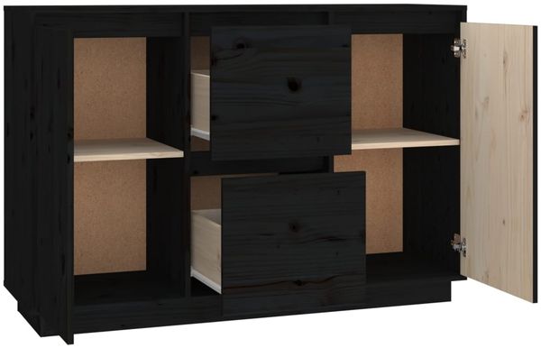vidaXL Sideboard Schwarz 111 x 34 x 75 cm Massivholz Kiefer [814313] Bild 8
