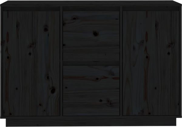 vidaXL Sideboard Schwarz 111 x 34 x 75 cm Massivholz Kiefer [814313] Bild 6