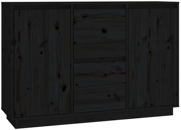 vidaXL Sideboard Schwarz 111 x 34 x 75 cm Massivholz Kiefer [814313] Bild 2