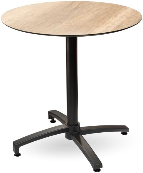 osoltus Klapptisch Bistrotisch rund 70cm ALU HPL Holzoptik