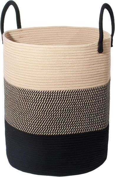 Zedelmaier Wäschekorb aus Baumwolle mit Griffen, Aufbewahrungskorb Geflochten (ZYL-H50), Korb Aufbewahrung für decken, spielzeug, kuscheltier,Kleidung