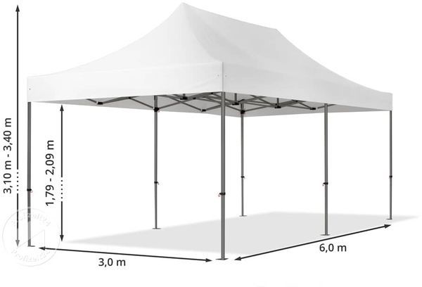 3x6 m Faltpavillon, PREMIUM Stahl 40mm, rot Bild 10