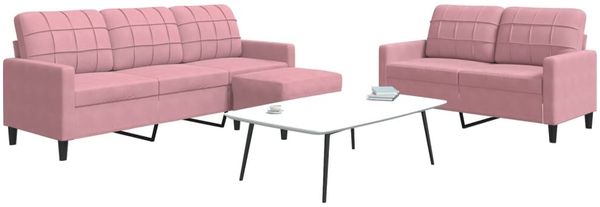 vidaXL 3-tlg. Sofagarnitur mit Kissen Rosa Samt 3278404