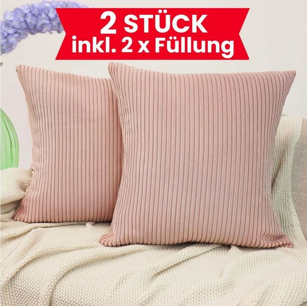 Amilian Dekokissen mit Füllung und Kissenbezug - 2er Set - Kissen, Zierkissen, Sofakissen, (2 Stück), Kopfkissen, Kuschelkissen, Couchkissen mit Kissenfüllung