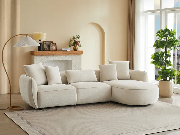 Vente-unique - DOKALO Sofa Stoff Beige - B 166 cm x H 67 cm x L 296 cm