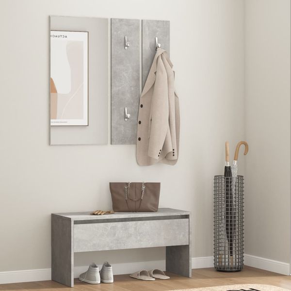 Garderoben-Set | Flurgarderobe Betongrau Holzwerkstoff