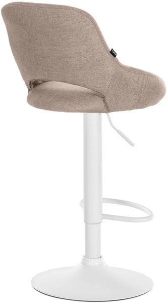 CLP 2er Set Barhocker Milet Stoffbezüge höhenverstellbar drehbar mit Rückenlehnen,taupe Metall matt weiss Bild 6