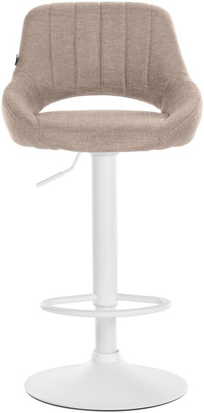 CLP 2er Set Barhocker Milet Stoffbezüge höhenverstellbar drehbar mit Rückenlehnen,taupe Metall matt weiss Bild 4
