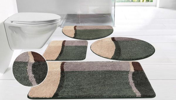 OTTO home Badematte Belio, Badvorleger, Badezimmer Teppich, Höhe 20 mm, rutschhemmend beschichtet, schnell trocknend, strapazierfähig, fußbodenheizungsgeeignet, Kunstfaser, rund, Badematte, Badteppich, Badematten auch als 2 tlg. Set erhältlich, bunt