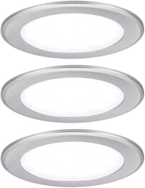 LED Möbeleinbauleuchten 3er-Set rund 65mm 3x2,5W 3x180lm 230/12V 4000K Eisen gebürstet
