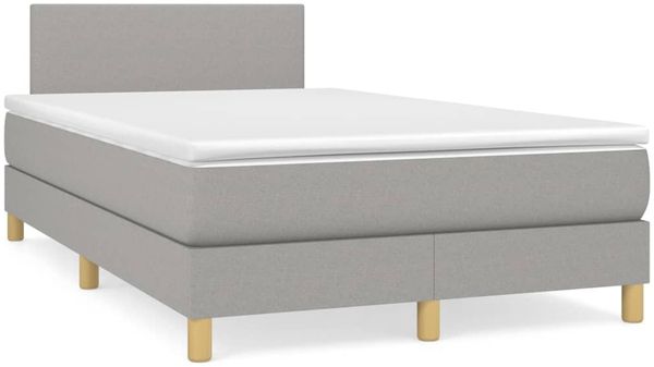 vidaXL Boxspringbett mit Matratze Stoff Hellgrau 120x200 cm, Härtegrad: H2 [3140441] Bild 2