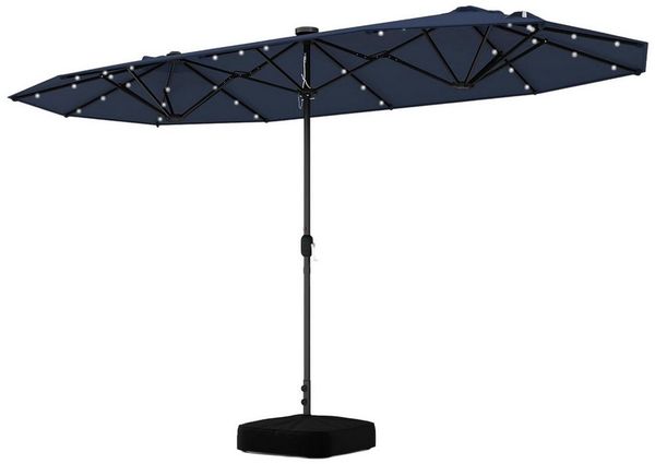 COSTWAY Sonnenschirm, 400 x 200 cm, LED-Solar-Beleuchtung, mit Ständer