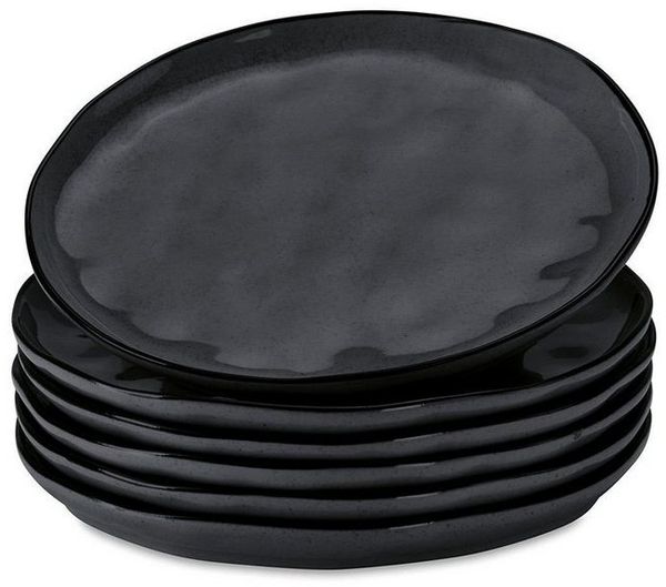 Mirabeau Geschirr-Set Dessertteller 6er Set Biarré schwarz, Steinzeug
