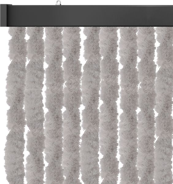 Flauschvorhang 160x185 cm in Unistreifen grau, perfekter Insekten- und Sichtschutz für Ihre Balkon- und Terrassentür, viele Farben