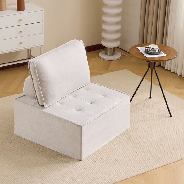 Modulares Sofa aus Leinenstoff, platzsparend & flexibel kombinierbar, weiche Polsterung, ideal für Wohnungen,Beige