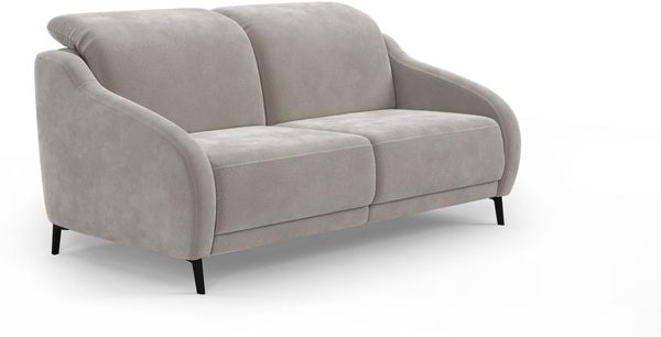 CAVADORE 2,5er-Sofa Blue / 2,5-Sitzer Couch im modernen Design mit motorischer TV-Funktion Inkl. Kopfteilverstellung und mattschwarzen Metallfüßen / 172 x 93 x 104 / Mikrofaser, Hellgrau