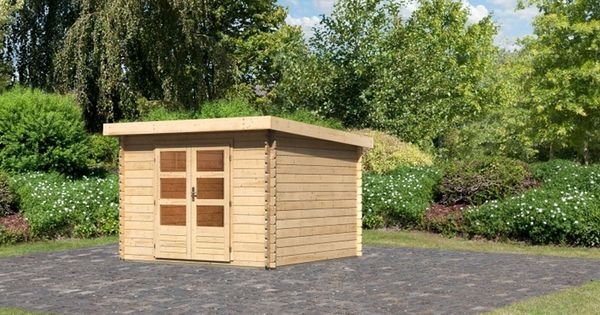 Gartenhaus Bastrup 5 - 297x297 cm, 28 mm Holz naturbelassen, Karibu