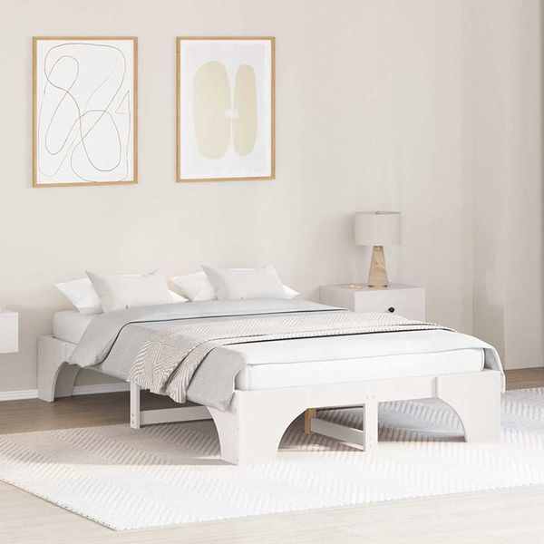 vidaXL Bettrahmen Weiß 120 x 190 cm Massives Kiefernholz 872957
