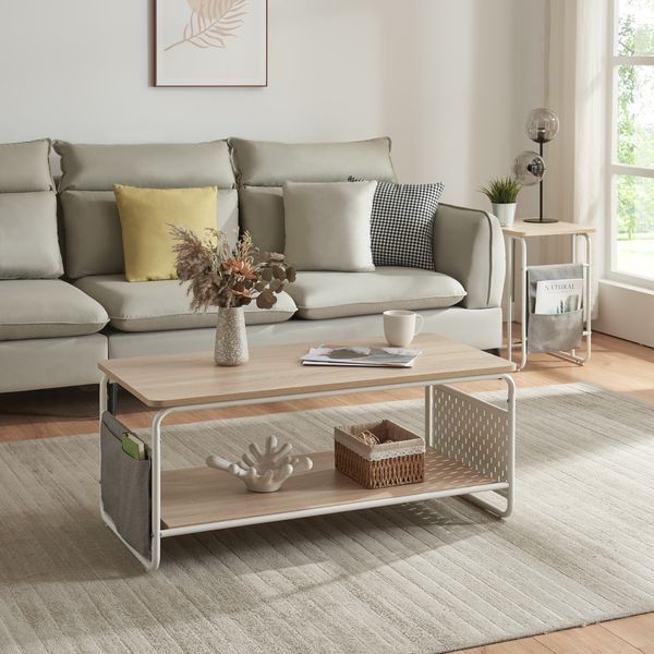 Couchtisch Dyrøy 100x50x43cm Weiß/Eiche [en. casa]