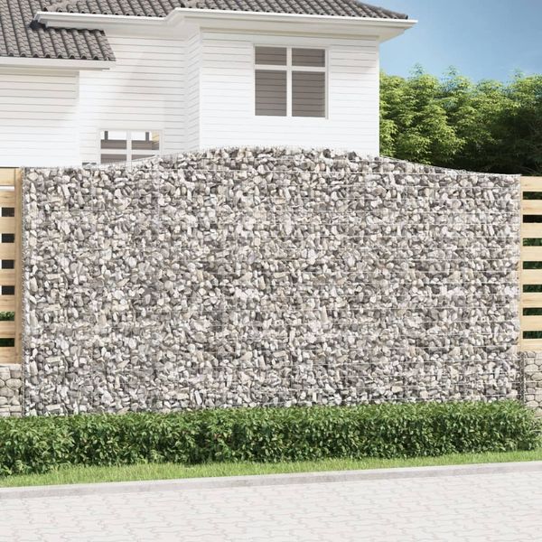 vidaXL Gabione mit Hochbogen 400x50x220/240 cm Verzinktes Eisen 153421