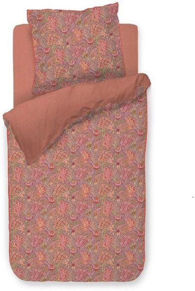 PIP Studio Perkal Bettwäsche 135x200 Kitenge Terra Ornamente Blüten rosa Wende