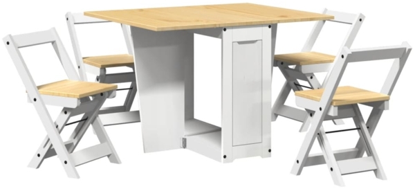 vidaXL 5-tlg. Butterfly-Esstisch-Set Corona Weiß Kiefernholz 3295717