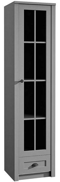 AX LIVING Vitrine Glas Palmano W1S – 50 cm breit, Landhausstil Grau
