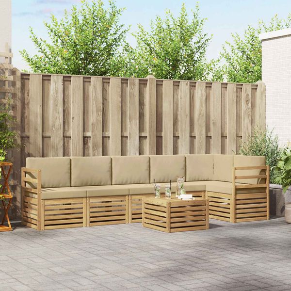 vidaXL Outdoor-Sofagarnitur 7 pcs Weiß und Beige 59 x 59 x 37 cm 3391938