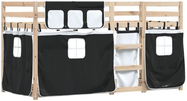 vidaXL Etagenbett mit Vorhängen Weiß & Schwarz 80x200 cm Kiefernholz 3283898 Bild 3