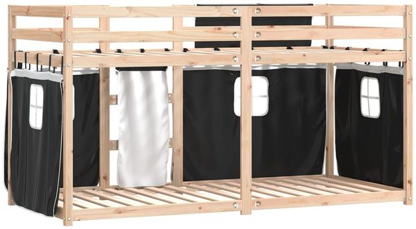 vidaXL Etagenbett mit Vorhängen Weiß & Schwarz 80x200 cm Kiefernholz 3283898 Bild 7