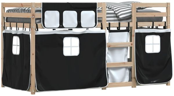 vidaXL Etagenbett mit Vorhängen Weiß & Schwarz 80x200 cm Kiefernholz 3283898 Bild 4