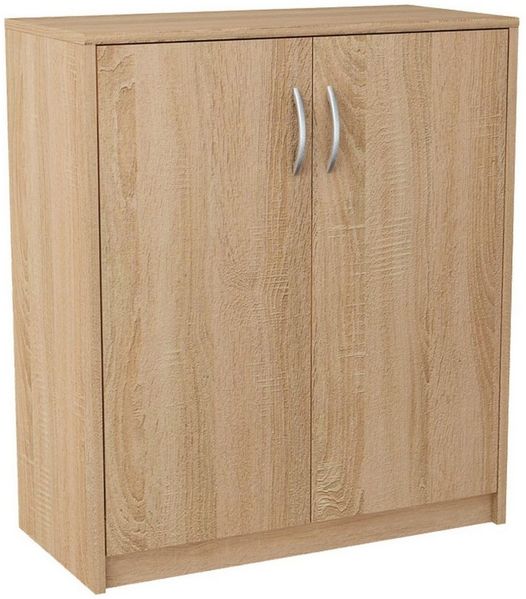 Home Collective Kommode 74cm breit in matter Ausführung, großzügiger Stauraum (Kommode mit 2 Türen und 1 Regal, hergestellt aus laminiertem Holzwerkstoff), Schrankaufbewahrung mit hochwertigen Polymergriffen - Sonoma