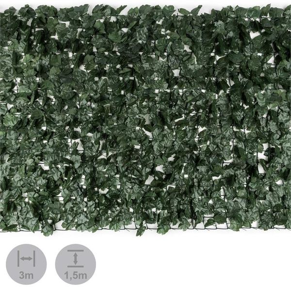 blumfeldt Fency Dark Ivy - Sichtschutz , Windschutz , Lärmschutz , 300x150 cm , Efeublätter , hohe Blickdichte , kunststoffummanteltes Gitternetz , 6x6 cm Maschenweite , grüne Flexbinder , dunkelgrün Bild 8