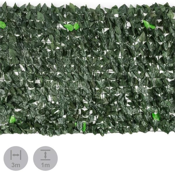 blumfeldt Fency Dark Ivy - Sichtschutz , Windschutz , Lärmschutz , 300x150 cm , Efeublätter , hohe Blickdichte , kunststoffummanteltes Gitternetz , 6x6 cm Maschenweite , grüne Flexbinder , dunkelgrün Bild 12