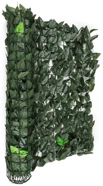 blumfeldt Fency Dark Ivy - Sichtschutz , Windschutz , Lärmschutz , 300x150 cm , Efeublätter , hohe Blickdichte , kunststoffummanteltes Gitternetz , 6x6 cm Maschenweite , grüne Flexbinder , dunkelgrün Bild 6