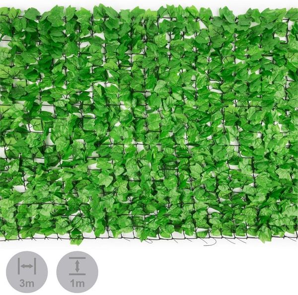 blumfeldt Fency Dark Ivy - Sichtschutz , Windschutz , Lärmschutz , 300x150 cm , Efeublätter , hohe Blickdichte , kunststoffummanteltes Gitternetz , 6x6 cm Maschenweite , grüne Flexbinder , dunkelgrün Bild 9