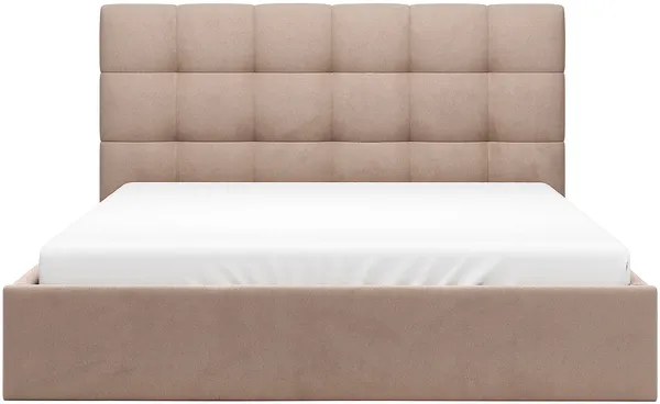 Vente-unique - MIRDAL Bett SamtStoff Beige - B 210 cm x H 104 cm x L 173 cm Bild 6