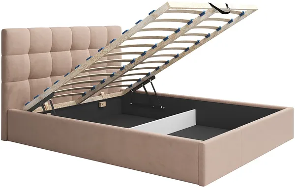 Vente-unique - MIRDAL Bett SamtStoff Beige - B 210 cm x H 104 cm x L 173 cm Bild 5
