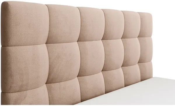 Vente-unique - MIRDAL Bett SamtStoff Beige - B 210 cm x H 104 cm x L 173 cm Bild 7