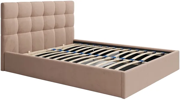 Vente-unique - MIRDAL Bett SamtStoff Beige - B 210 cm x H 104 cm x L 173 cm Bild 4