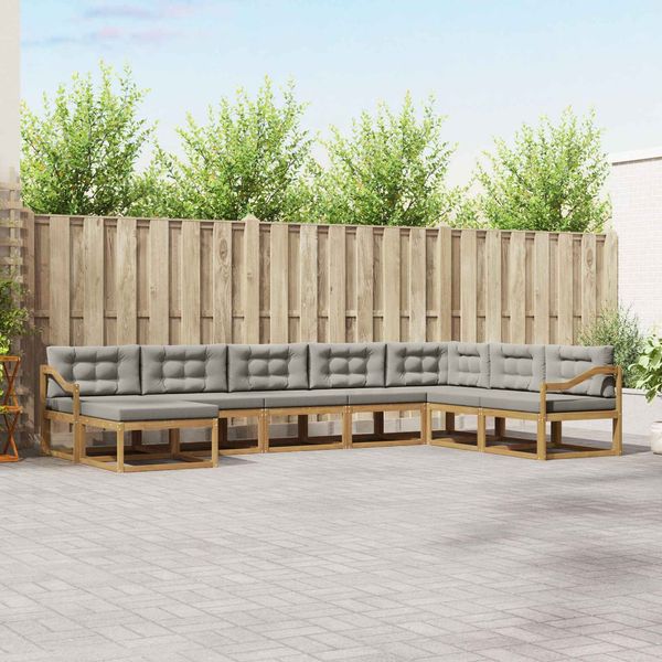 vidaXL Outdoor-Sofagarnitur 8 pcs Weiß und Hellgrau 3386880