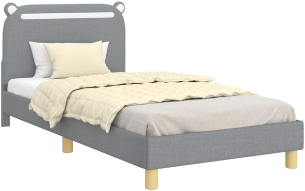 vidaXL Kinderbettgestell mit Kopfteil Hellgrau 80x200 cm Stoff 42011214