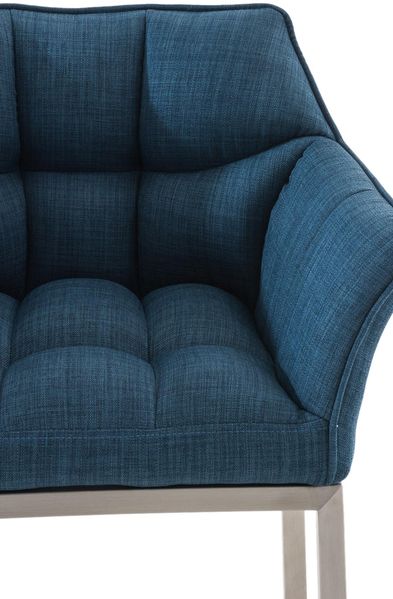 Barhocker GIBEL - Stoff Blau 64x48x110 cm Silber | Barstuhl Mit Lehne Tresenhocker Tresenstuhl Kneipenhocker Kneipenstuhl Bild 2