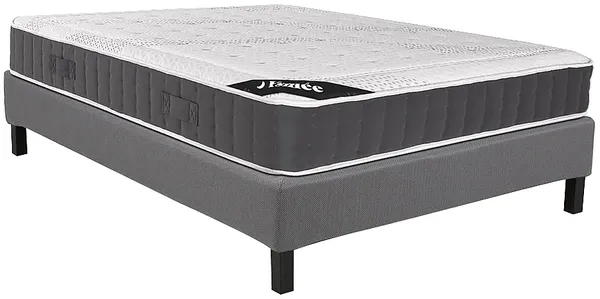 Vente-unique - ATLANTIDE Mattress and bed base set Holz, PlatteStoff Grau - B 160 cm x H 35 cm27 cm x L 200 cm