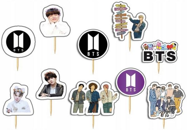 Festivalartikel Tortenstecker Kuchen Topper Set BTS KPOP POP – 10 Stück Tortendeko, (1-tlg)