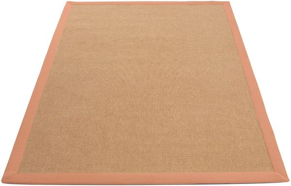 carpetfine Sisalteppich Sisal, auch als Läufer erhältlich, rechteckig, Höhe: 5 mm, mit farbiger Bordüre, Anti Rutsch Rückseite, viele Größen, Wohnzimmer