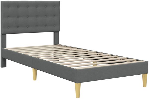 vidaXL Bettrahmen mit Kopfteil Dunkelgrau 90 x 200 cm Stoff 42027768 Bild 3
