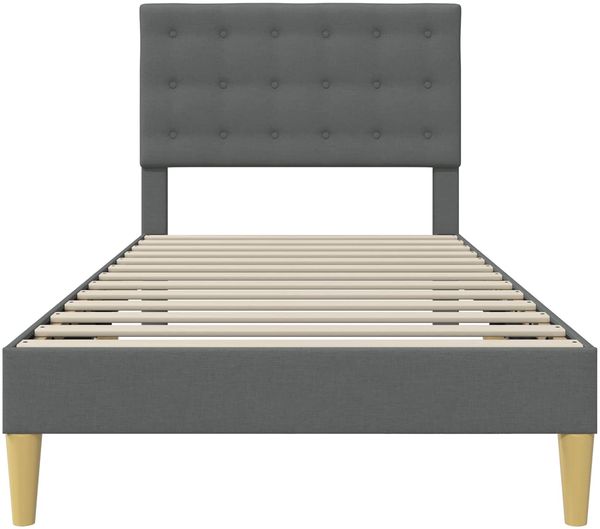 vidaXL Bettrahmen mit Kopfteil Dunkelgrau 90 x 200 cm Stoff 42027768 Bild 4